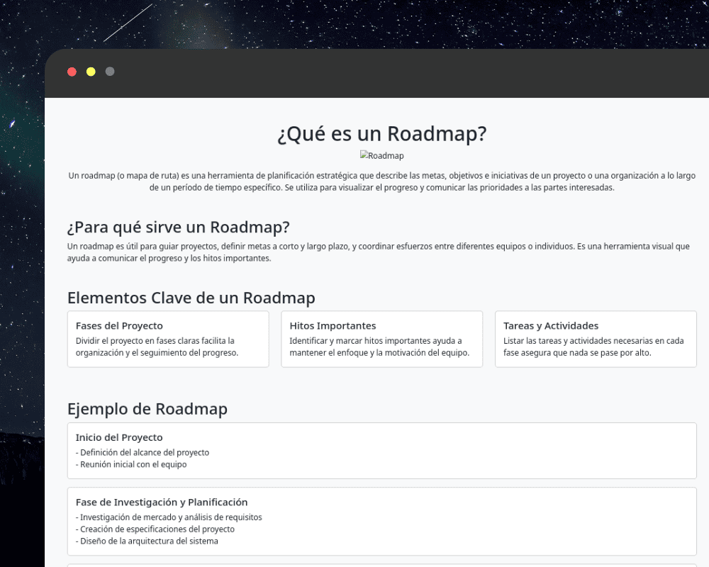 Roadmap de orientación vocacional - Vista previa del proyecto
